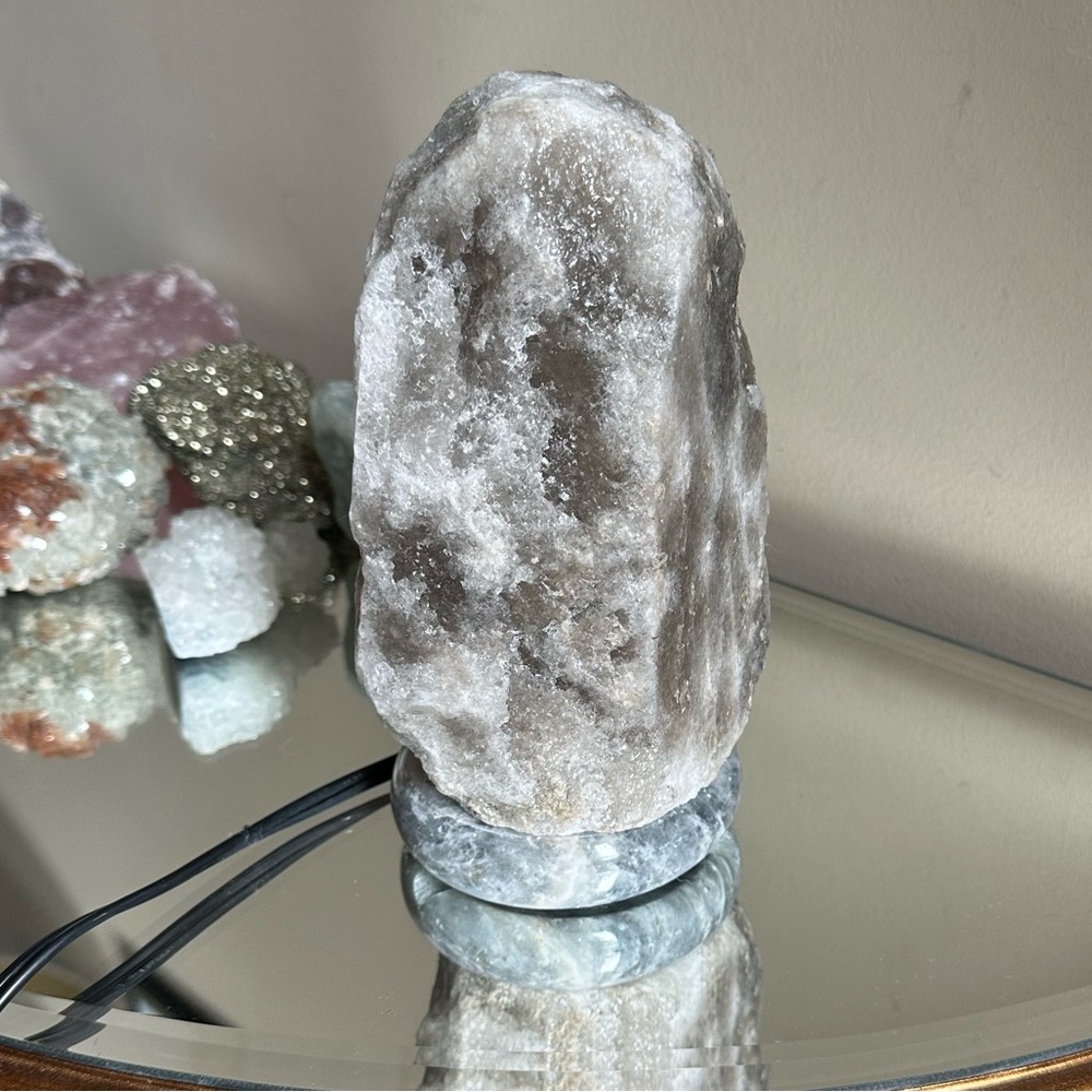Natural Salt Lamp with Gray and White Hues